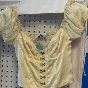 Princess Polly‎ Light Yellow Floral Blouse